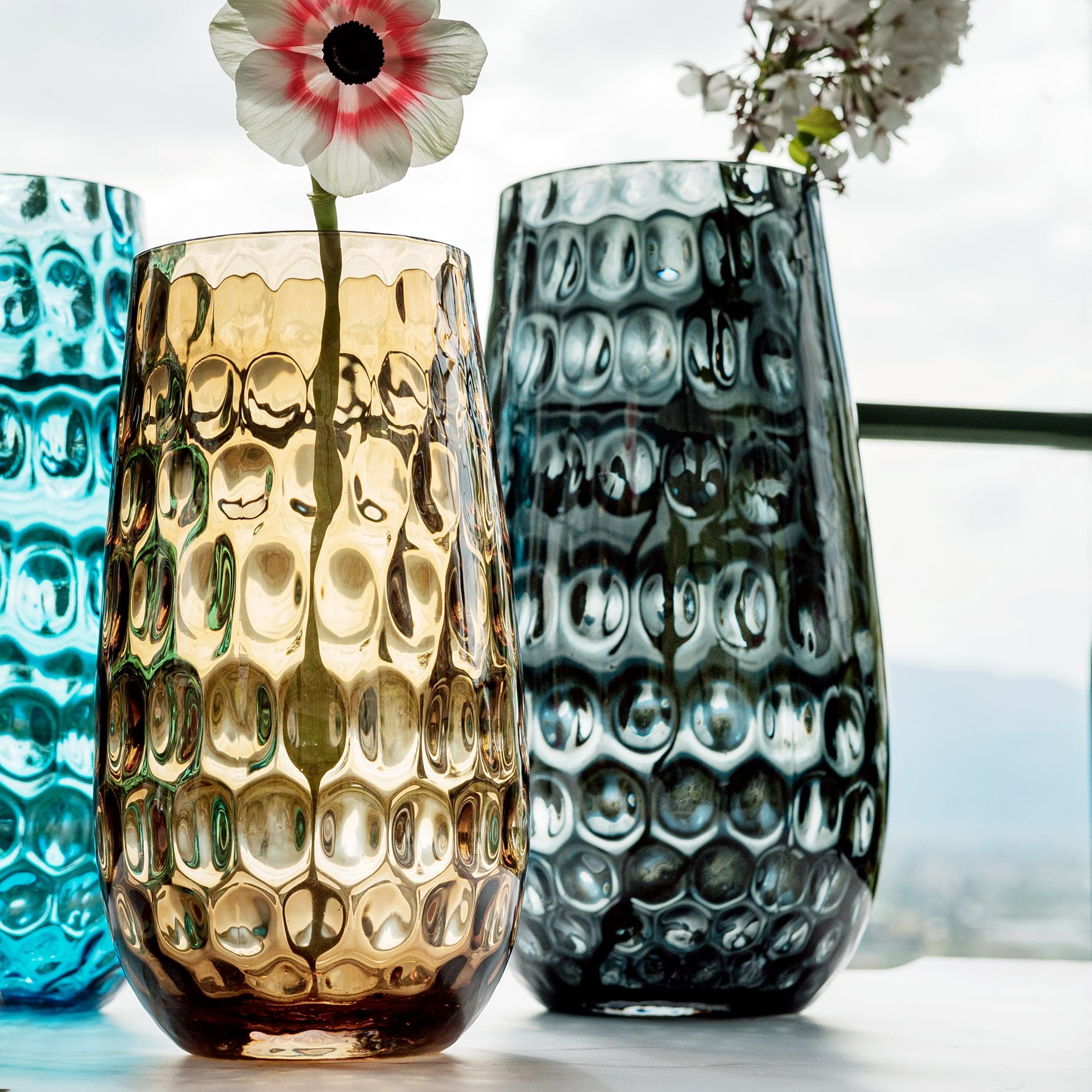 Bolla Glass Gray Medium Pebbled Vase